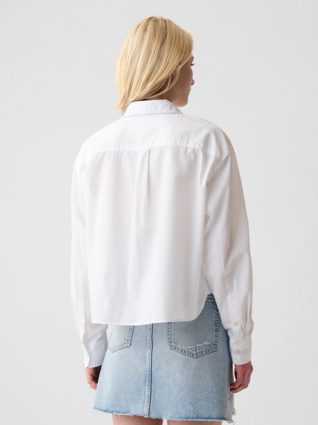 Жіноча укорочена сорочка GAP з довгим рукавом 1159846248 (Білий XXL)