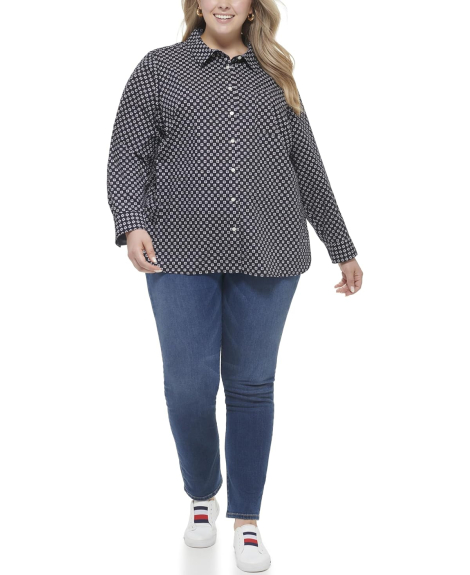 Женская рубашка Tommy Hilfiger с принтом 1159847595 (Синий 3X)