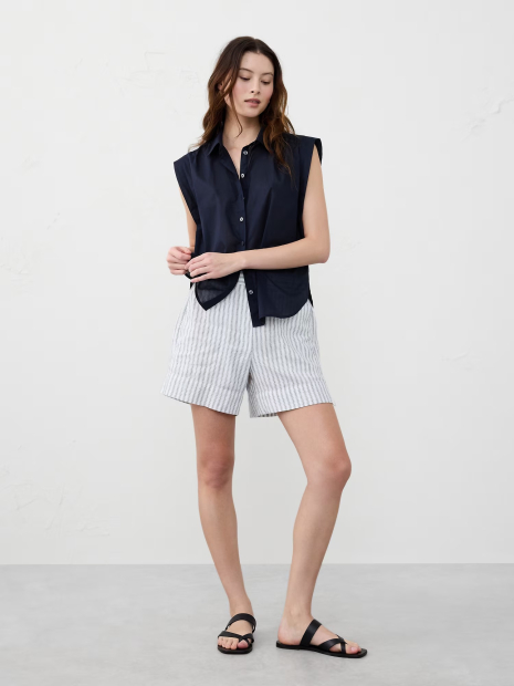 Легкая женская рубашка Banana Republic без рукавов 1159848319 (Синий S)