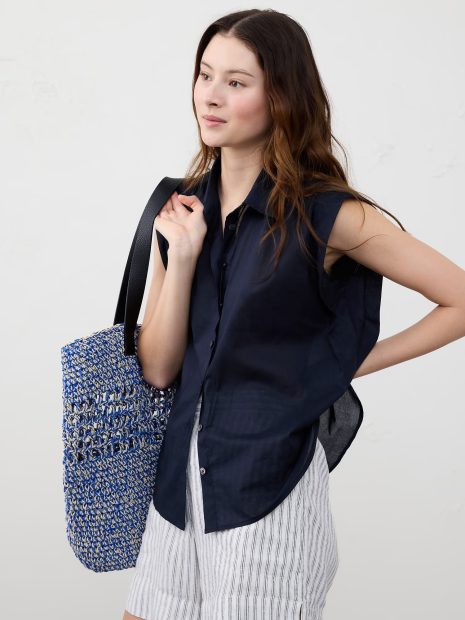 Легкая женская рубашка Banana Republic без рукавов 1159848319 (Синий S)