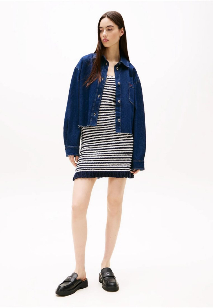 Джинсовая укороченная рубашка Tommy Hilfiger 1159849856 (Синий L)