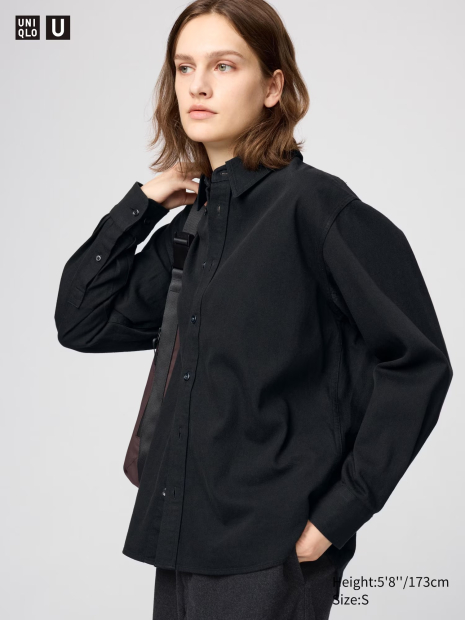 Жіноча бавовняна сорочка Uniqlo 1159850489 (Чорний S)