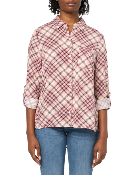 Жіноча сорочка Tommy Hilfiger в клітинку 1159852466 (рожевий S)