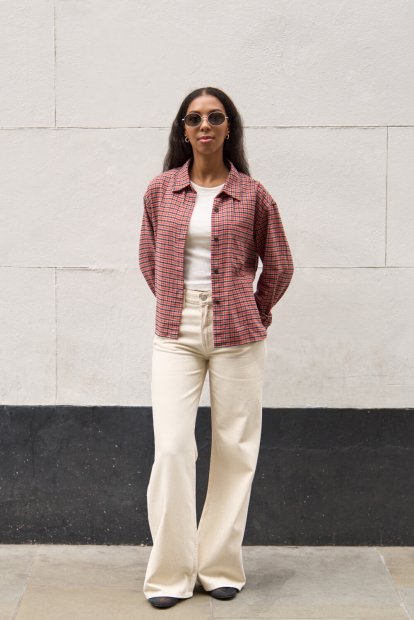 Фланелевая рубашка Uniqlo в клетку 1159852503 (Красный XXL)