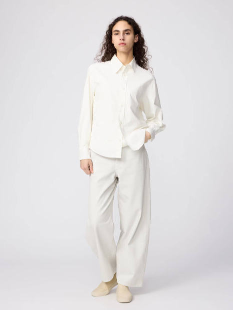 Хлопковая рубашка UNIQLO 1159852517 (Молочный XL)