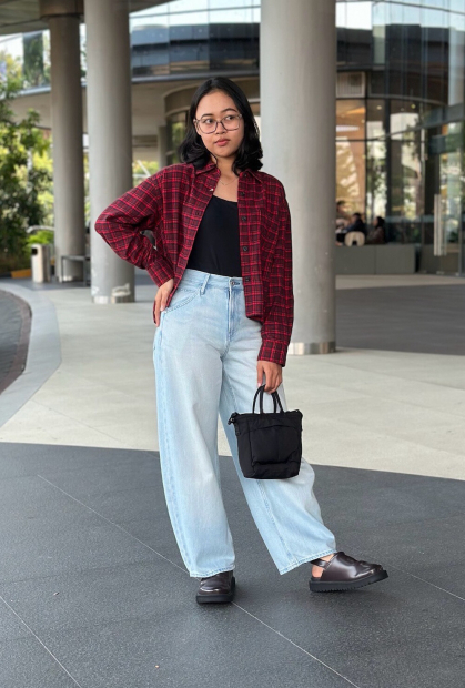 Фланелевая рубашка Uniqlo в клетку 1159852572 (Красный S)