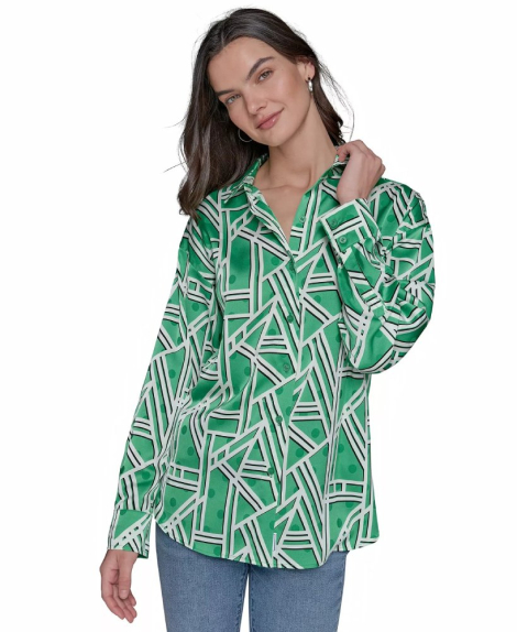 Легка жіноча сорочка Karl Lagerfeld з принтом 1159852722 (Зелений L)