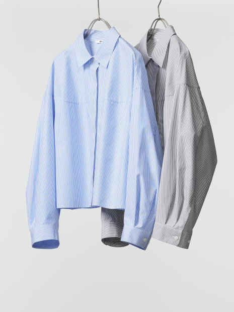 Хлопковая рубашка UNIQLO в полоску 1159853272 (Серый XL)