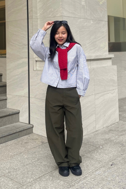 Хлопковая рубашка UNIQLO в полоску 1159853272 (Серый XL)