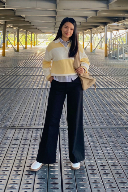 Хлопковая рубашка UNIQLO в полоску 1159853272 (Серый XL)