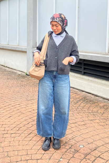 Хлопковая рубашка UNIQLO в полоску 1159853272 (Серый XL)