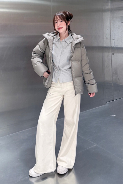 Хлопковая рубашка UNIQLO в полоску 1159853272 (Серый XL)