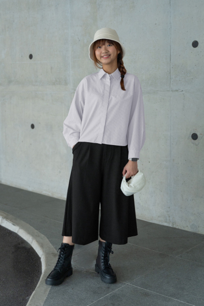 Хлопковая рубашка UNIQLO в полоску 1159853272 (Серый XL)