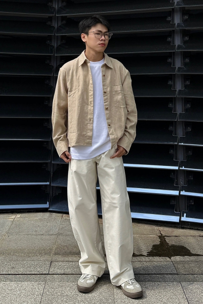 Фланелевая рубашка Uniqlo 1159854242 (Бежевый M)