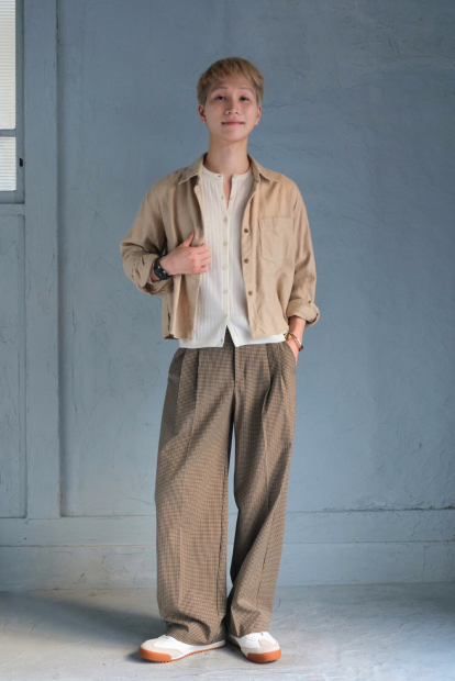 Фланелевая рубашка Uniqlo 1159854242 (Бежевый M)