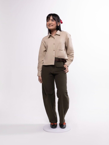 Фланелевая рубашка Uniqlo 1159854242 (Бежевый M)