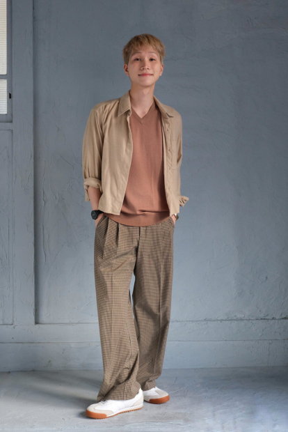 Фланелевая рубашка Uniqlo 1159854242 (Бежевый M)