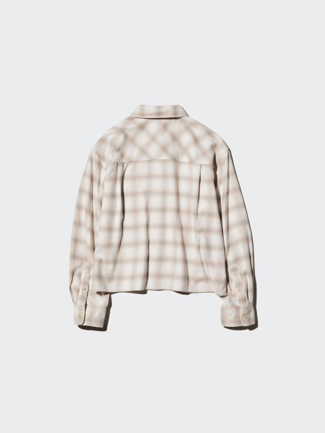 Фланелевая рубашка Uniqlo в клетку 1159854248 (Молочный M)