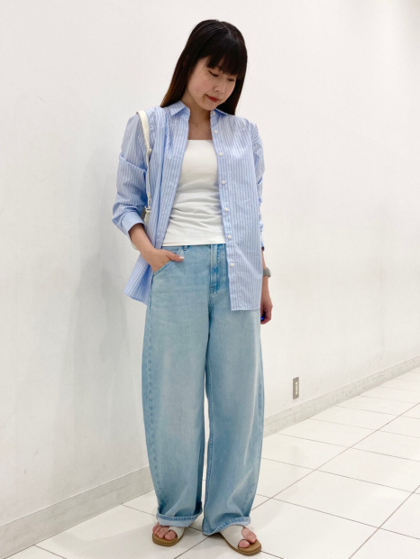 Рубашка Uniqlo в полоску 1159854261 (Голубой XXL)