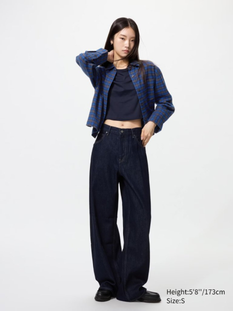 Фланелевая рубашка Uniqlo в клетку 1159854263 (Синий S)