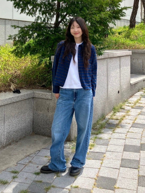 Фланелевая рубашка Uniqlo в клетку 1159854263 (Синий S)