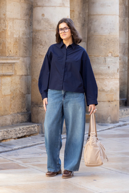 Хлопковая рубашка UNIQLO 1159854266 (Синий XXL)