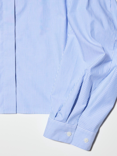 Хлопковая рубашка UNIQLO в полоску 1159854270 (Голубой L)