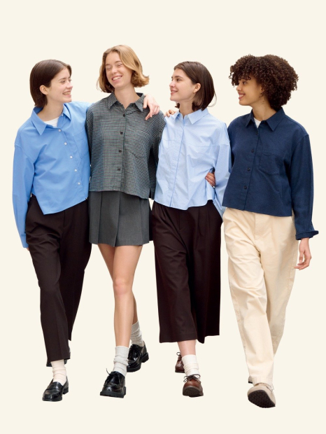 Хлопковая рубашка UNIQLO в полоску 1159854270 (Голубой L)