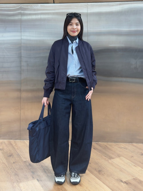 Хлопковая рубашка UNIQLO в полоску 1159854270 (Голубой L)