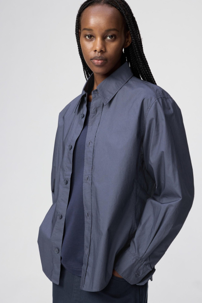 Хлопковая рубашка UNIQLO 1159854428 (Синий M)