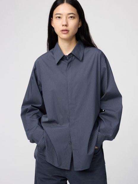 Рубашка UNIQLO в полоску 1159854439 (Синий M)