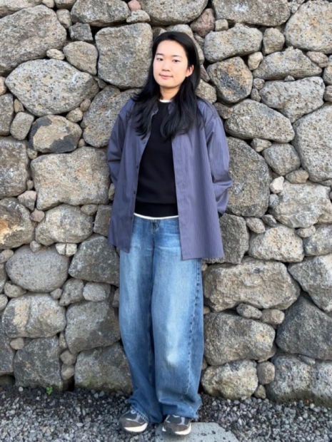 Рубашка UNIQLO в полоску 1159854439 (Синий M)