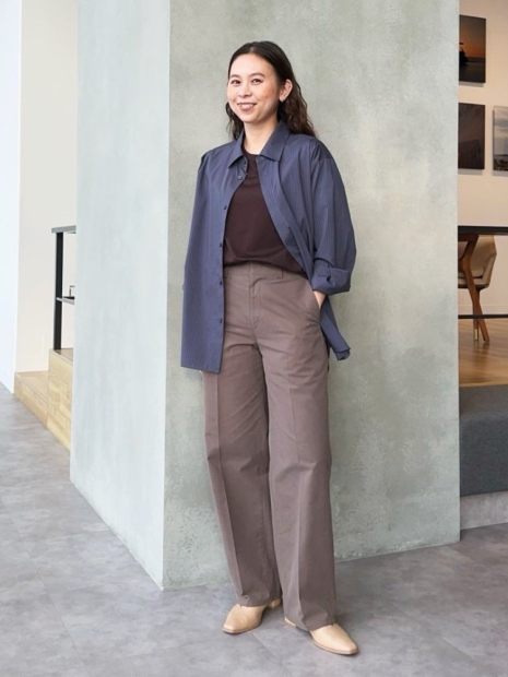 Рубашка UNIQLO в полоску 1159854439 (Синий M)