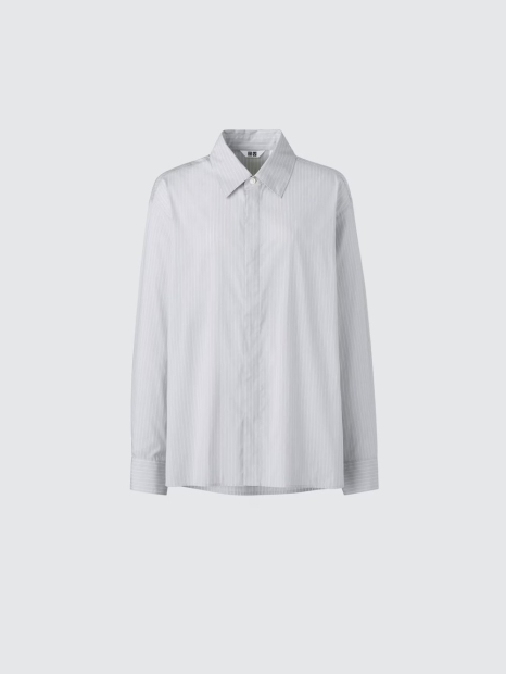 Рубашка UNIQLO в полоску 1159854450 (Серый S)
