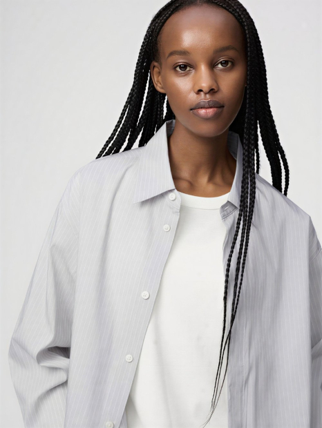 Рубашка UNIQLO в полоску 1159854450 (Серый S)