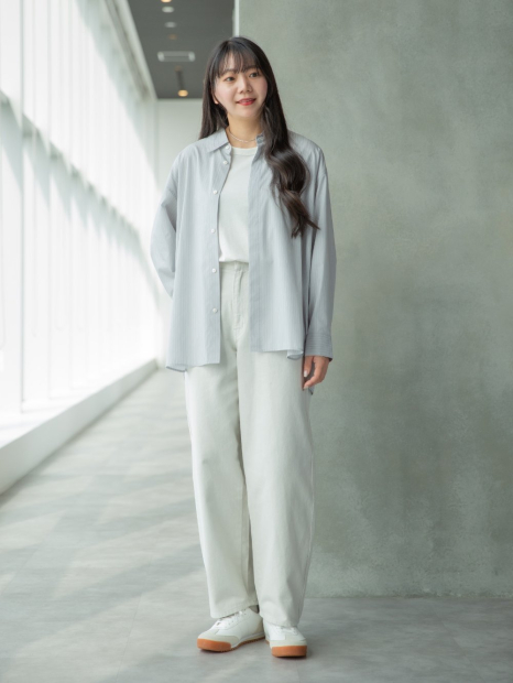 Рубашка UNIQLO в полоску 1159854450 (Серый S)