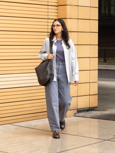 Рубашка UNIQLO в полоску 1159854450 (Серый S)