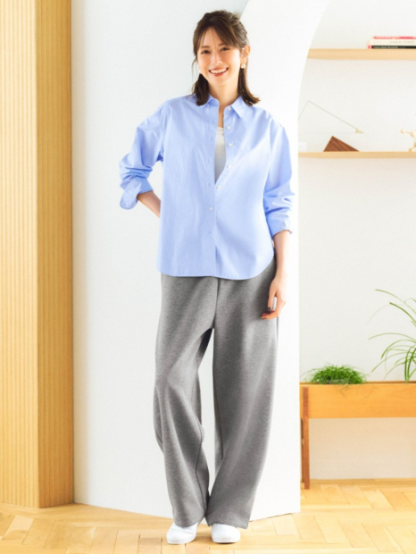 Рубашка Uniqlo в полоску 1159854874 (Голубой M)