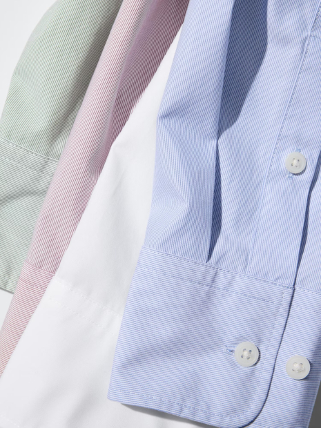 Рубашка Uniqlo в полоску 1159854874 (Голубой M)