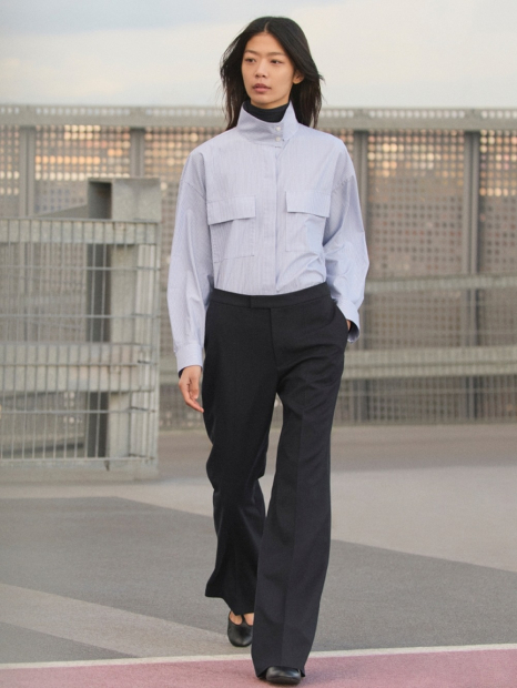 Рубашка Uniqlo в полоску 1159857830 (Голубой XL)