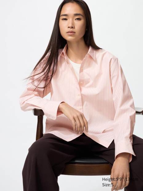 Рубашка Uniqlo в полоску 1159855146 (Розовый M)