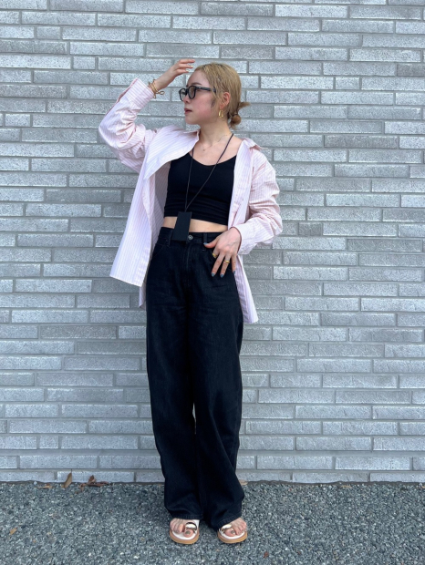 Рубашка Uniqlo в полоску 1159855146 (Розовый M)