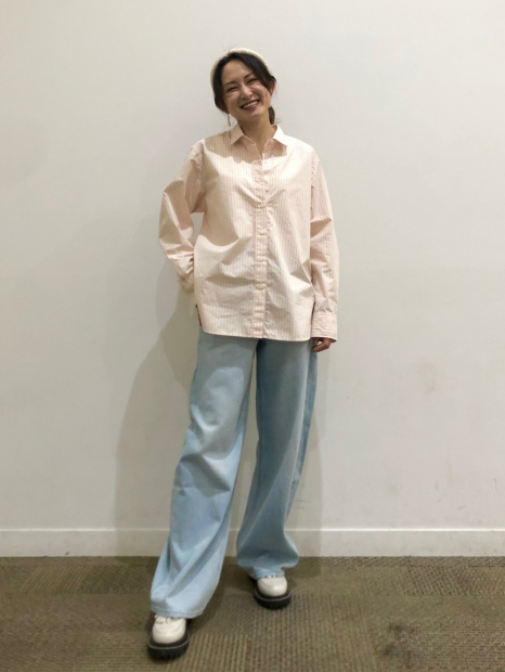 Рубашка Uniqlo в полоску 1159855146 (Розовый M)