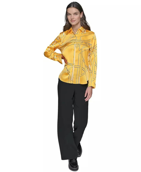 Женская легкая рубашка Karl Lagerfeld с принтом 1159855463 (Желтый M)