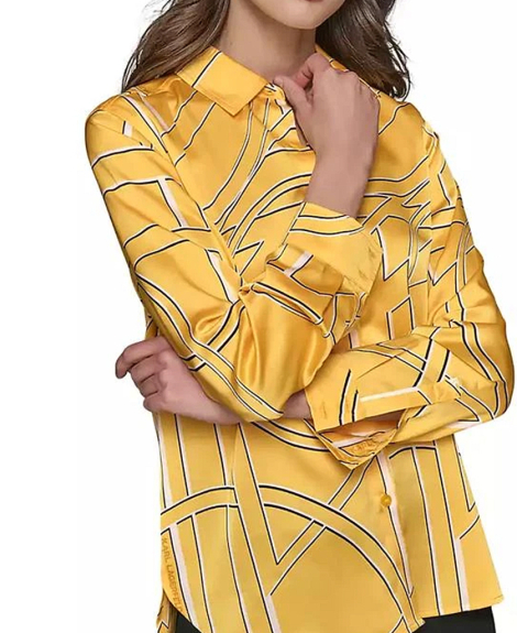 Женская легкая рубашка Karl Lagerfeld с принтом 1159855463 (Желтый M)