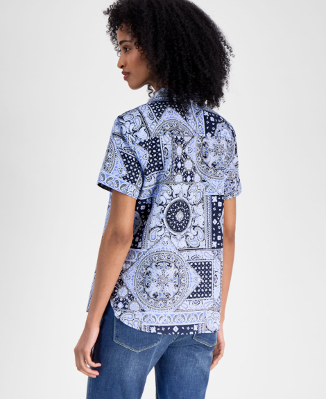 Женская рубашка Tommy Hilfiger с коротким рукавом 1159855711 (Синий XS)