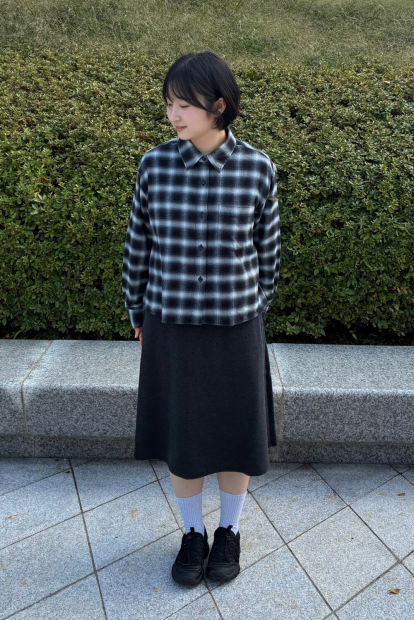 Фланелевая рубашка Uniqlo в клетку 1159855791 (Черный M)