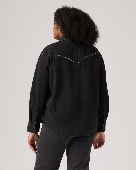 Женская джинсовая рубашка Levi's со стразами 1159856491 (Черный S)