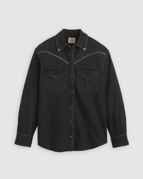 Женская джинсовая рубашка Levi's со стразами 1159856491 (Черный S)