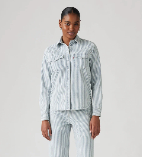 Жіноча джинсова сорочка Levi's з принтом 1159857897 (Блакитний XS)